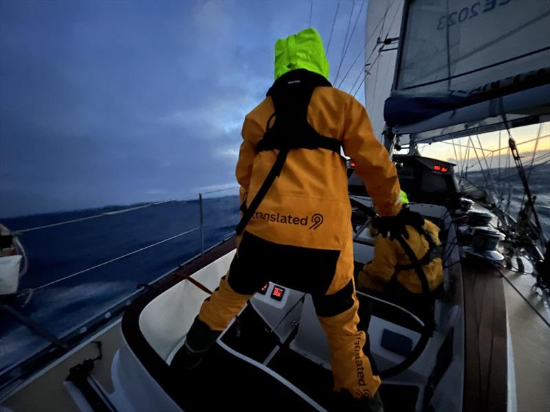 Translated 9 and Pen Duick VI have been bow to bow almost since race start in Auckland. Pen Duick VI pipping them at the Cape Horn post – but there's still a long way to go to Punta del Este - photo © Translated 9 / OGR2023