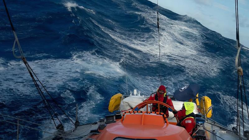 Dramatic seas and big waves are just what the crew have been waiting for on Neptune photo copyright Neptune / OGR2023 taken at  and featuring the Ocean Globe Race class