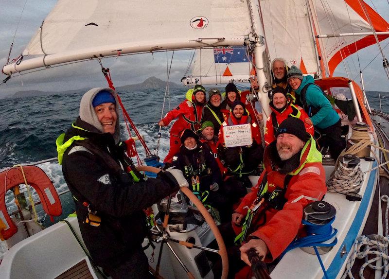 All smiles on Explorer as they pass Cape Horn - leg 3 of the McIntyre Ocean Globe Race photo copyright Explorer / OGR2023 taken at Yacht Club Punta del Este and featuring the Ocean Globe Race class