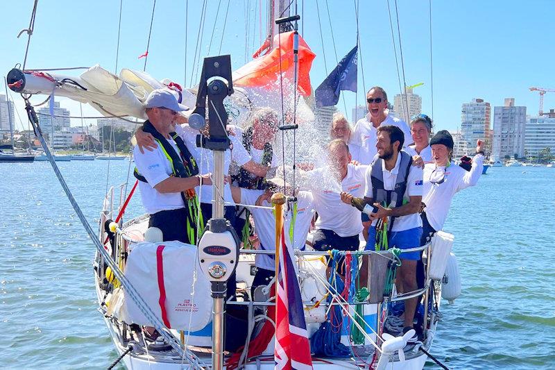 Let the youth to do the job, Team Explorer let Stefano Caiafa to pop the champagne - photo © Don McIntyre / OGR2023