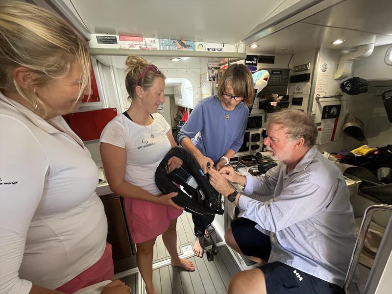 Explorer's Mark Sinclair & Jill carrying out Maiden's safety inspection – you'll be relieved to hear they passed with flying colours!! - photo © OGR2023 / Jacqueline Kavanagh