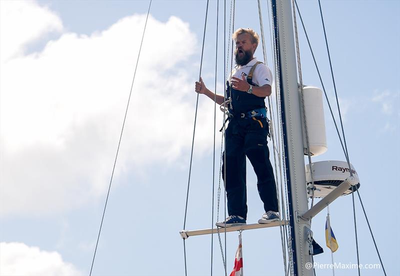 Galiana WithSecure delighted the crowds with an anticipated operatic performance by first mate Ville Norra, who sang from atop the mizzen mast, creating a mesmerizing spectacle photo copyright Pierre Maxime taken at  and featuring the Ocean Globe Race class