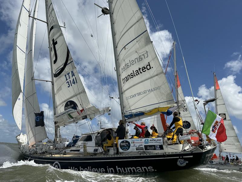 Initially slated to lead off, Team 9 ITL (09) requested to start last due to last-minute packing frenzy. Impressively, they made it for the Leg 4 start photo copyright Aïda Valceanu / OGR2023 taken at  and featuring the Ocean Globe Race class