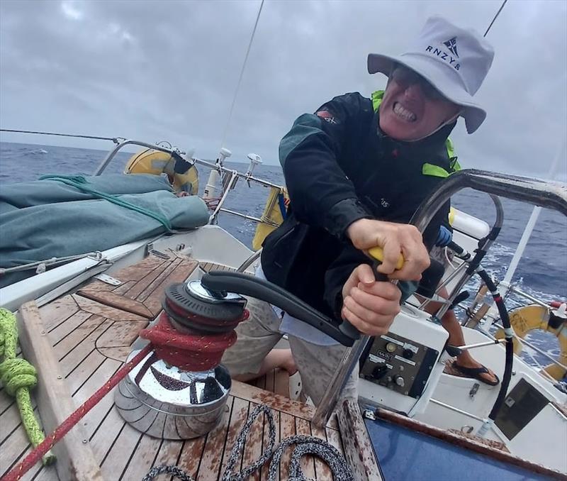 The crew of Sterna clearly haven't given Fergus any time off despite him turning 60 this week! Although I think that's supposed to be a secret!! photo copyright OGR2023 / Sterna taken at  and featuring the Ocean Globe Race class