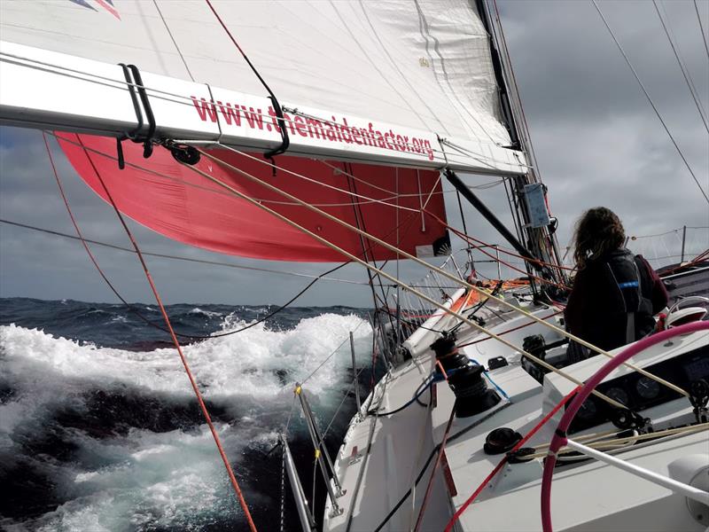 The Maiden crew fighting for every mile. They're very keen to get home to their family and friends awaiting them in Cowes - photo © OGR2023 / Maiden