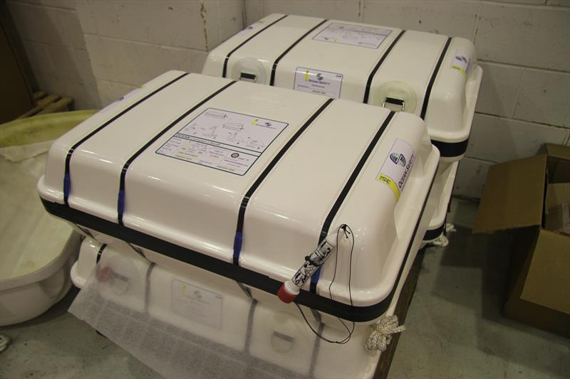 Ocean Safety Life Rafts in their containers - photo © Mark Jardine