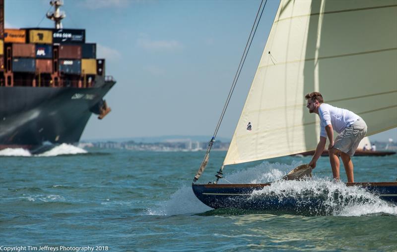 Never a dull moment in the Solent for Gaffer Rosenn on day 3 of Cowes Classics Week photo copyright Tim Jeffreys Photography taken at Royal London Yacht Club and featuring the Gaffers class
