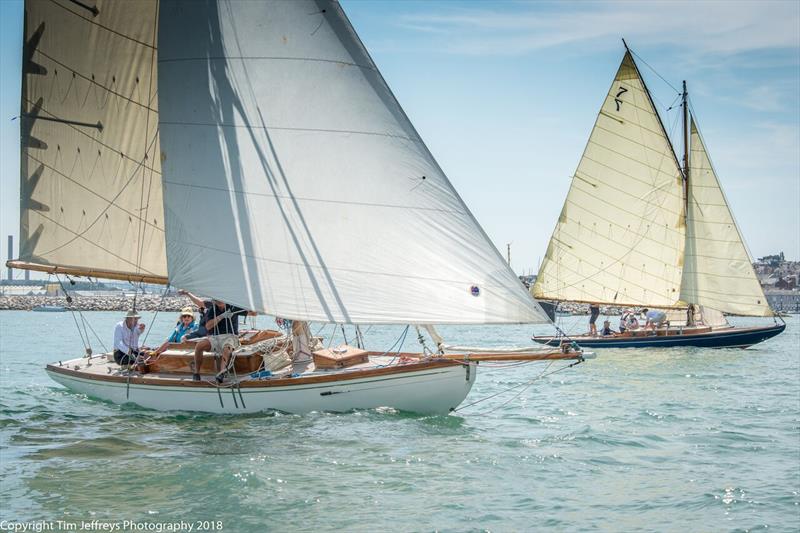 The duel is on between Gaffers Rosenn and Dorothy on day 3 of Cowes Classics Week photo copyright Tim Jeffreys Photography taken at Royal London Yacht Club and featuring the Gaffers class