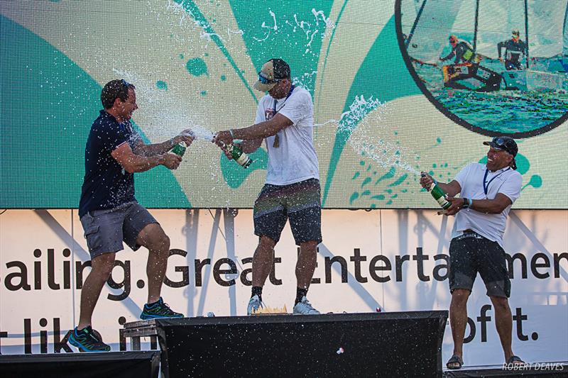 Champagne fun during the OK Dinghy European Championship in Kiel, Germany - photo © Robert Deaves