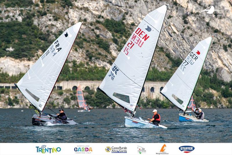 The top three battling it out on the final day of the 2021 OK Dinghy International Regatta photo copyright Emilio Santinelli / Circolo Vela Arco taken at Circolo Vela Arco and featuring the OK class