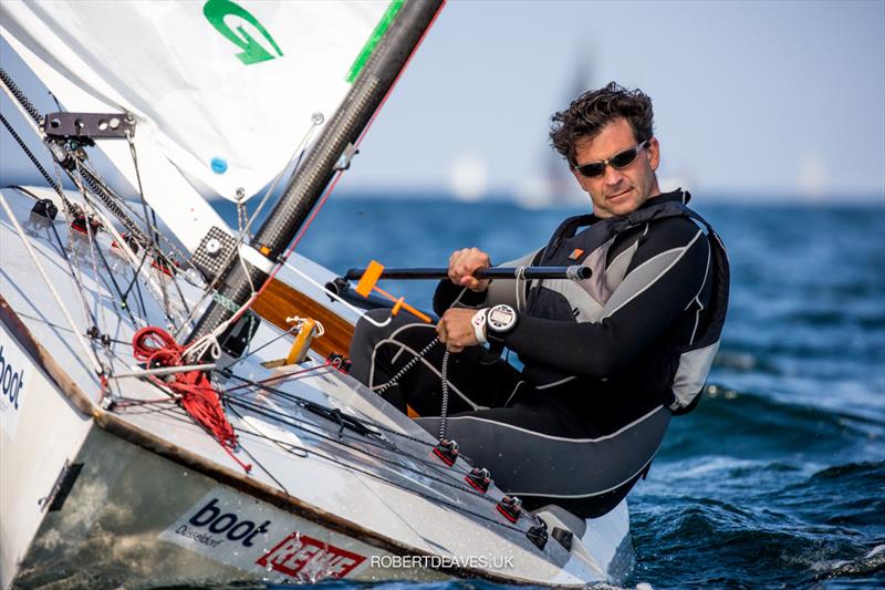 Daniel Gröschl in the OK class on day 1 of Kieler Woche 2021 - photo © Robert Deaves / www.robertdeaves.uk