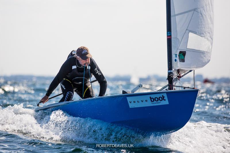 Greg Wilcox in the OK class on day 2 of Kieler Woche 2021 photo copyright Robert Deaves / www.robertdeaves.uk taken at Kieler Yacht Club and featuring the OK class