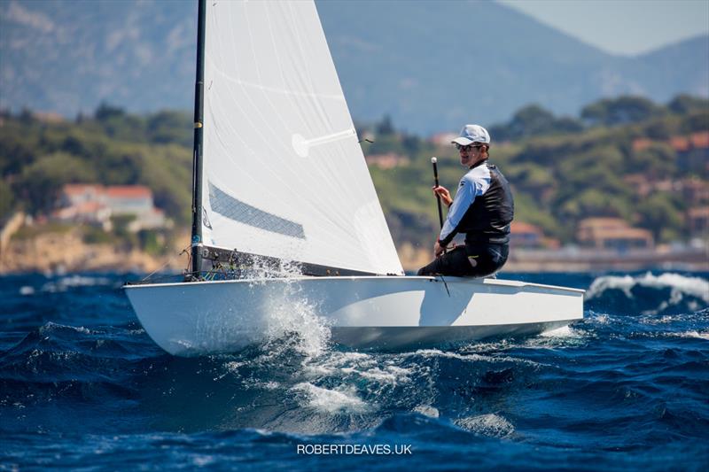 Nick Craig on day 3 of the OK Dinghy Autumn Trophy 2021 photo copyright Robert Deaves taken at Société Nautique de Bandol and featuring the OK class