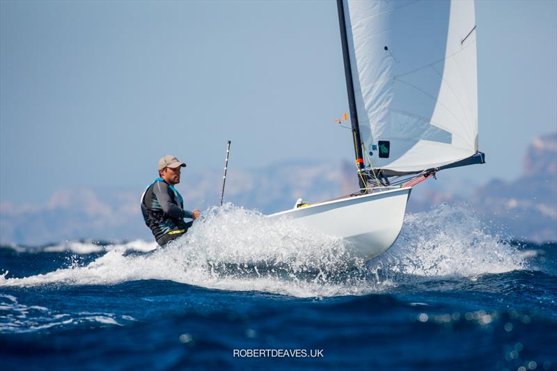 Tim Petetin on day 3 of the OK Dinghy Autumn Trophy 2021 photo copyright Robert Deaves taken at Société Nautique de Bandol and featuring the OK class