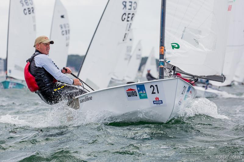 Bo Petersen on day 1 of the OK Dinghy World Championship photo copyright Robert Deaves taken at  and featuring the OK class