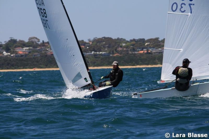 Mark Jackson ducks Mike Williams - Day 4 - Australian OK Dinghy Nationals photo copyright Lara Blasse taken at  and featuring the OK class