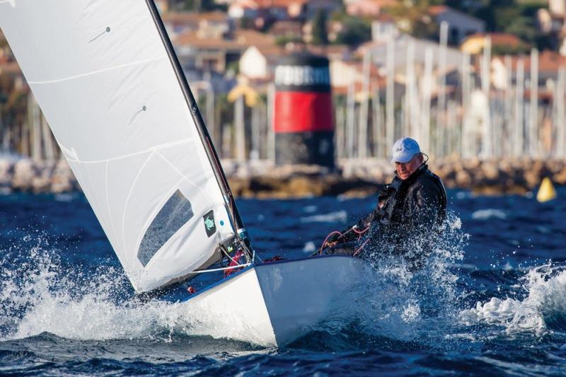 Rod Davis sailing in Bandol in 2018 - OK Dinghy World Championship photo copyright Robert Deaves taken at  and featuring the OK class