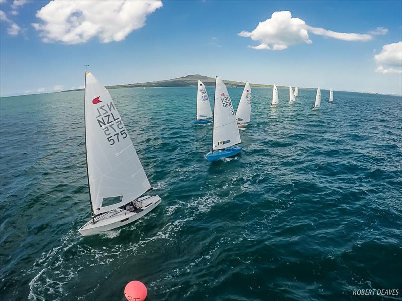 Under the shadow of Rangitoto - OK Dinghy World Championship 2019 - photo © Robert Deaves