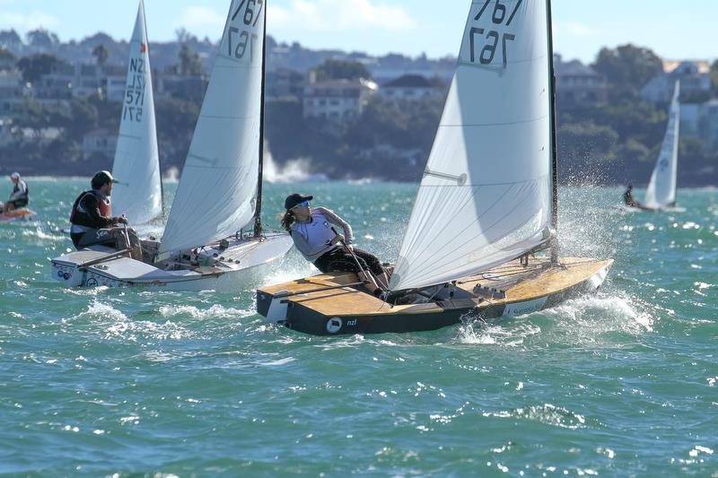 Maja Hanson-Mild (SWE) and Andrew Thyrd (AUS) - Day 2- 2019 Symonite OK World Championship, Wakatere BC - February 11, 2019 photo copyright Richard Gladwell taken at  and featuring the OK class