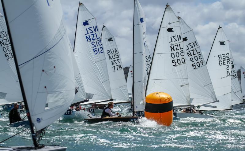 Gybe Mark contention - Day 3, Symonix OK World Championship, Wakatere Boating Club, February12, 2019 - photo © Richard Gladwell