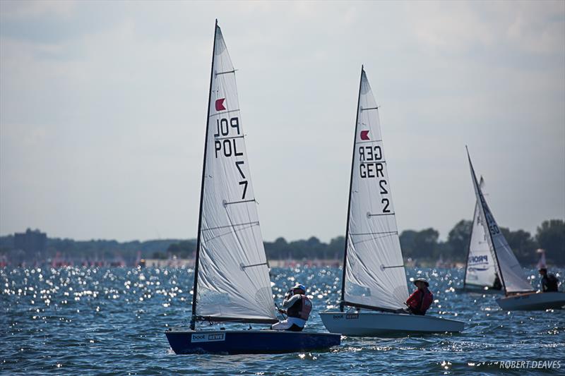 Marek Bernat leads Gunter Arndt  - OK Dinghy European Championship - Kiel, Germany photo copyright Robert Deaves taken at  and featuring the OK class