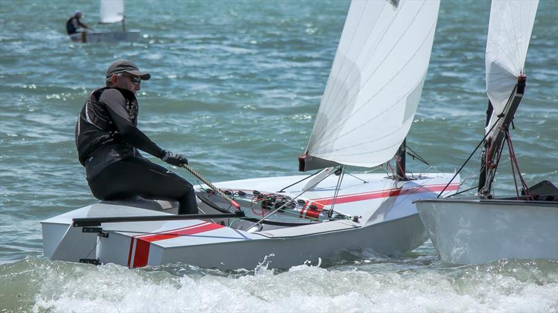 John Cutler Olympic Bronze medalist and TP52 helm keeps sharp with his new Maverick - OK Dinghy - Wakatere BC October 25, photo copyright Richard Gladwell - Sail-World.com/nz taken at Wakatere Boating Club and featuring the OK class