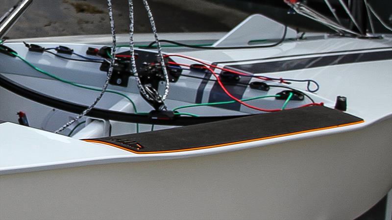 The CNC cut to the hiking pads from Ultralon are a very neat approach as is the 3-D printed control line dashboard - OK Dinghy - Wakatere BC October 25, 2021 photo copyright Richard Gladwell - Sail-World.com/nz taken at Wakatere Boating Club and featuring the OK class