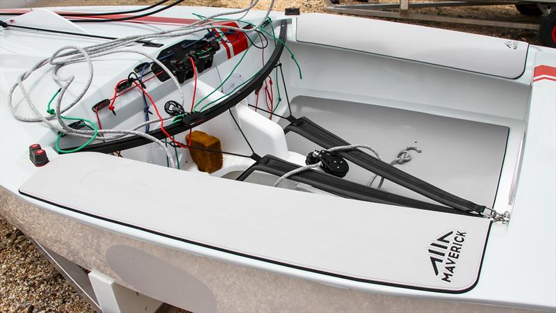 Ultralon supplied CNC cut hiking pads and floor grip are a very neat piece of detail - Maverick OK Dinghy - Wakatere BC October 25, 2021 photo copyright Richard Gladwell - Sail-World.com/nz taken at Wakatere Boating Club and featuring the OK class