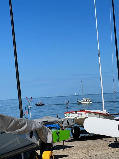 A windless day 2 in the 2022 OK Nationals at Herne Bay photo copyright Jennie Clark taken at Herne Bay Sailing Club and featuring the OK class