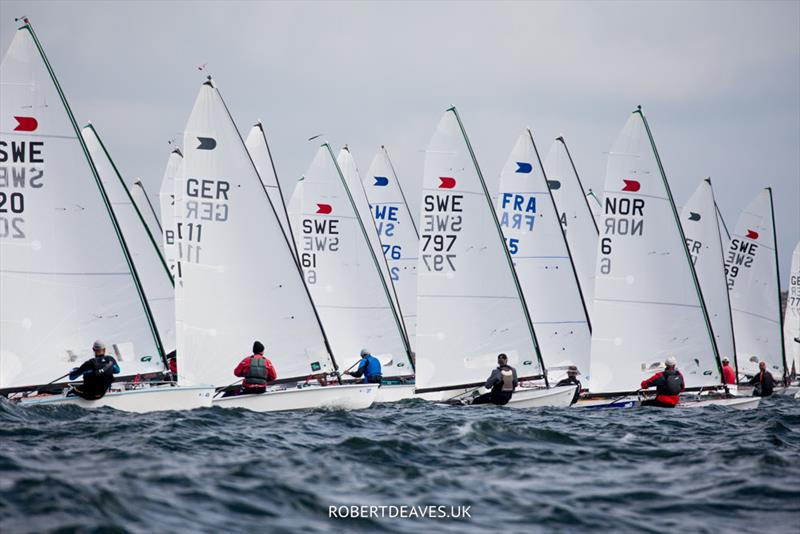 OK Dinghy Worlds in Marstrand: practice race start photo copyright Robert Deaves / www.robertdeaves.uk taken at Marstrands Segelsällskap and featuring the OK class