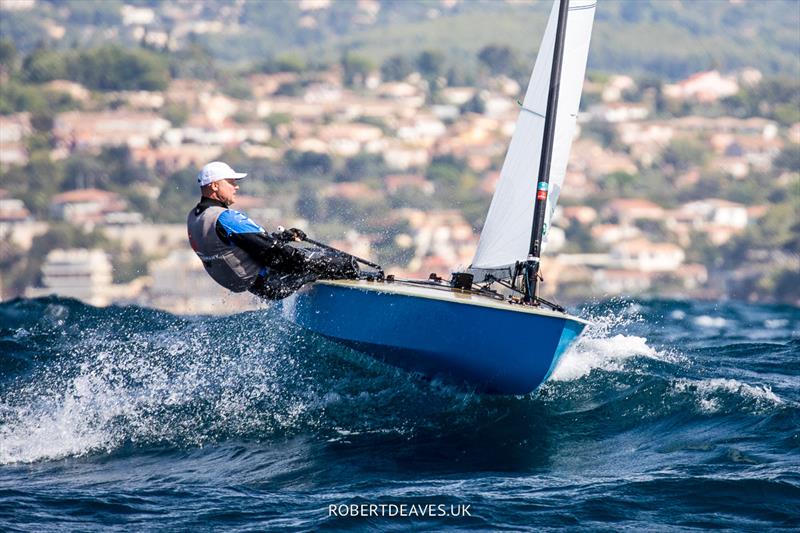 Sonke Behrens on day 3 of the OK Dinghy Europeans in Bandol photo copyright Robert Deaves / www.robertdeaves.uk taken at Société Nautique de Bandol and featuring the OK class