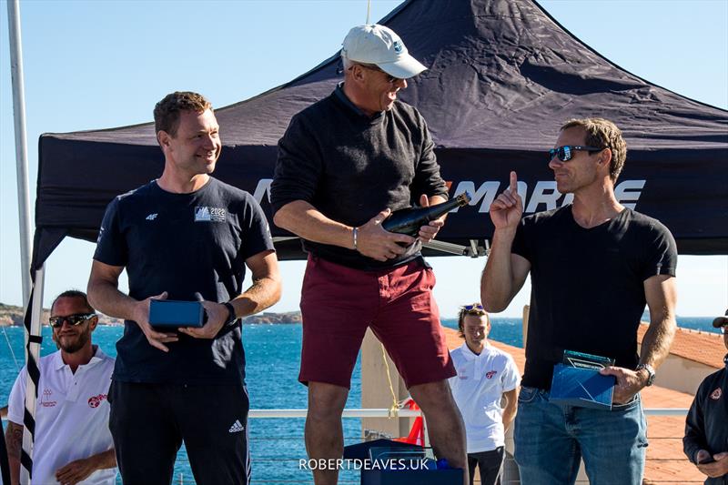 Stefan de Vries, Bo Petersen and Valerian Lebrun - 2022 OK Dinghy European Championship - photo © Robert Deaves