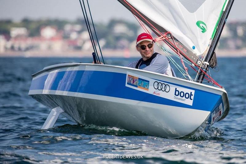 Thorsten Schmidt has more than 30 Kiel Weeks on the clock in the International OK Class - 2023 Kiel Week, day 3 photo copyright Robert Deaves taken at Kieler Yacht Club and featuring the OK class