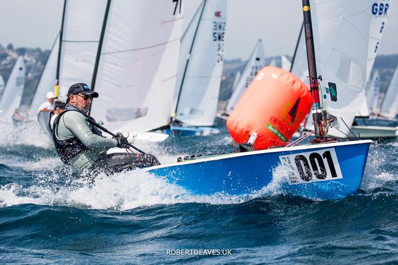 OK Dinghy Worlds practice race - Brent Williams, AUS photo copyright Robert Deaves / www.robertdeaves.uk taken at Lyme Regis Sailing Club and featuring the OK class