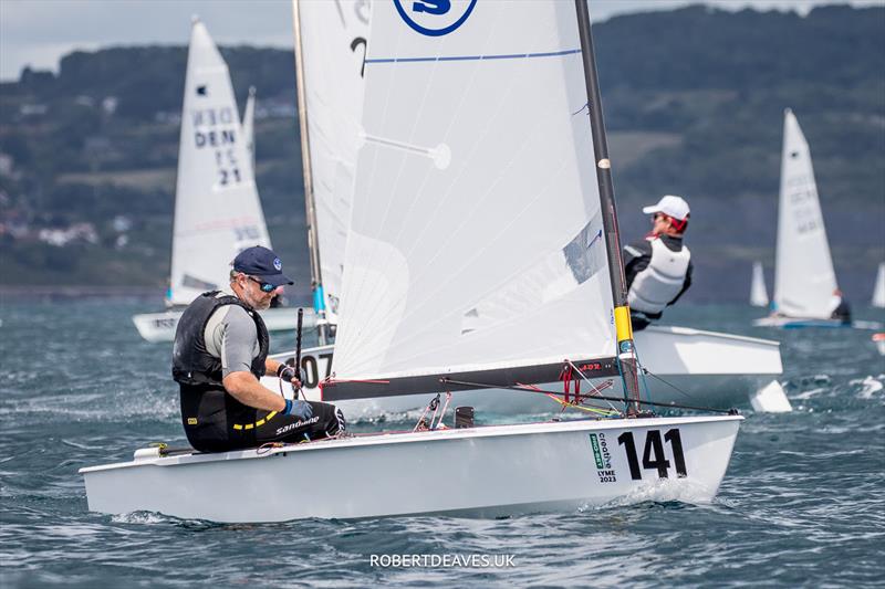 OK Dinghy Worlds Day 1 - Matt Howard, GBR photo copyright Robert Deaves / www.robertdeaves.uk taken at Lyme Regis Sailing Club and featuring the OK class