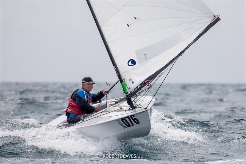 OK Dinghy Worlds Day 2 - Bo Petersen, DEN photo copyright Robert Deaves / www.robertdeaves.uk taken at Lyme Regis Sailing Club and featuring the OK class