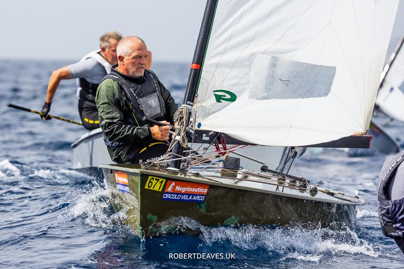 OK Dinghy Autumn Trophy in Bandol Day 3 - Malte Pedersen taking it seriously photo copyright Robert Deaves / www.robertdeaves.uk taken at Société Nautique de Bandol and featuring the OK class