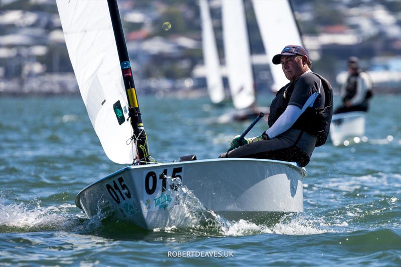 Mark Jackson, AUS on day 4 of the 2024 OK Dinghy World Championship Brisbane - photo © Robert Deaves / www.robertdeaves.uk