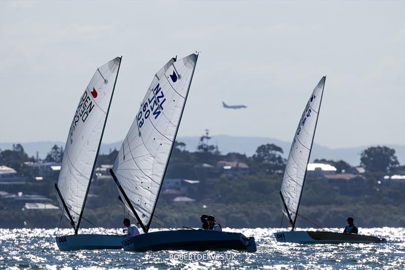 Race 8 on day 4 of the 2024 OK Dinghy World Championship Brisbane photo copyright Robert Deaves / www.robertdeaves.uk taken at Royal Queensland Yacht Squadron and featuring the OK class