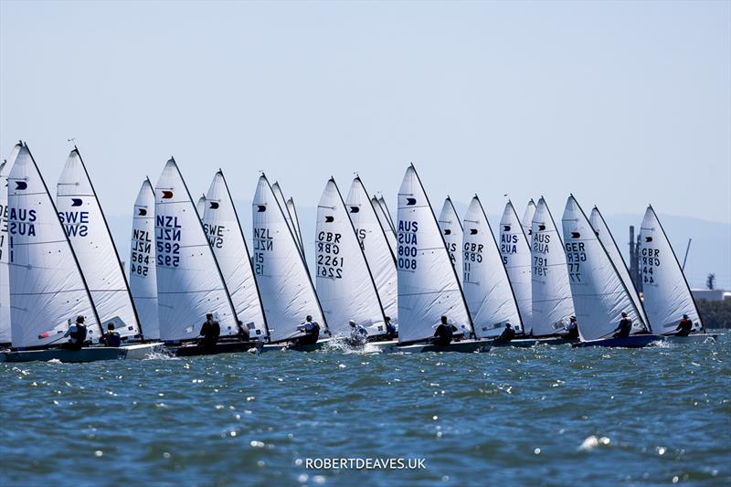 Race 9 in the 2024 OK Dinghy World Championship Brisbane photo copyright Robert Deaves / www.robertdeaves.uk taken at Royal Queensland Yacht Squadron and featuring the OK class
