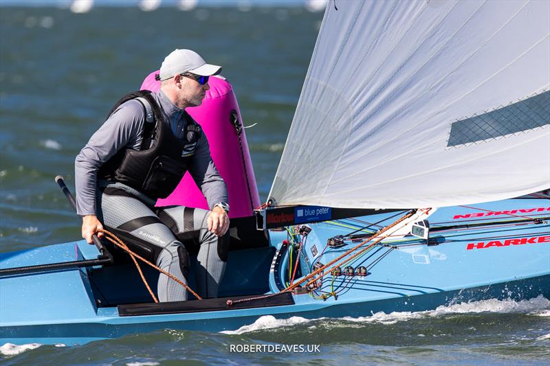 Andy Davis, GBR, finishes 2nd in the 2024 OK Dinghy World Championship Brisbane photo copyright Robert Deaves / www.robertdeaves.uk taken at Royal Queensland Yacht Squadron and featuring the OK class