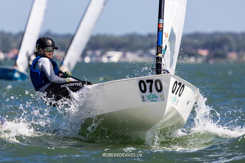 2024 Tan Lines OK Dinghy World Championship - First woman - Pam Johnson, AUS photo copyright Robert Deaves taken at Royal Queensland Yacht Squadron and featuring the OK class