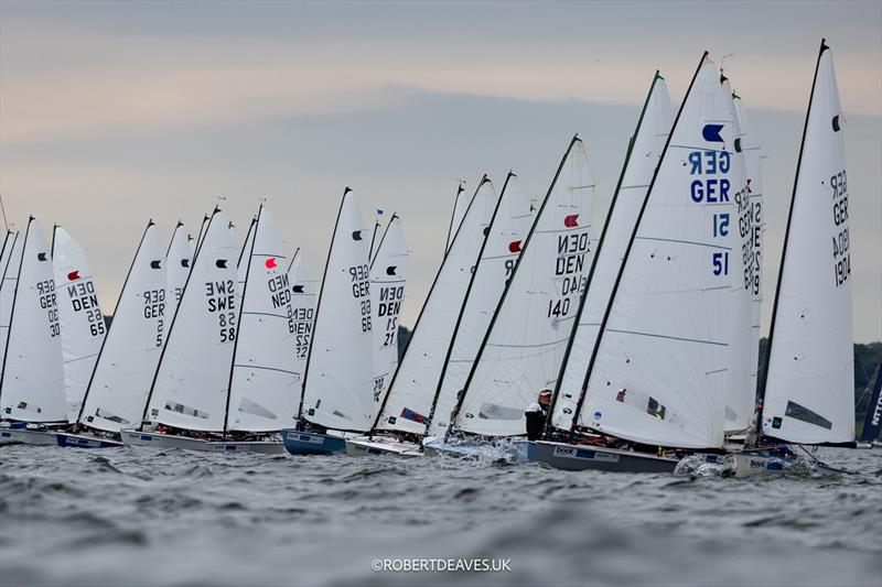 Start of Race 2 in the OK Dinghy class at Kieler Woche - photo © Robert Deaves / www.robertdeaves.uk