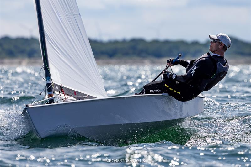 Daniel Bjorndahl, SWE on day 2 of the OK Dinghy Europeans at Warnemünde - photo © Robert Deaves / www.robertdeaves.uk