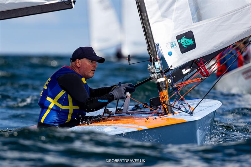 Patric Mure, SWE on day 2 of the OK Dinghy Europeans at Warnemünde - photo © Robert Deaves / www.robertdeaves.uk
