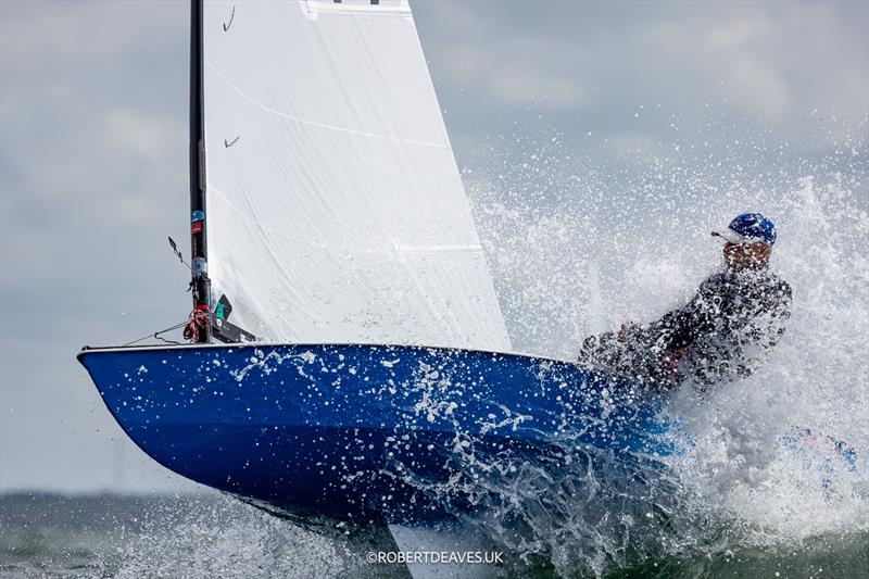 Michal Strumnik, POL on day 3 of the OK Dinghy Europeans at Warnemünde photo copyright Robert Deaves / www.robertdeaves.uk taken at  and featuring the OK class