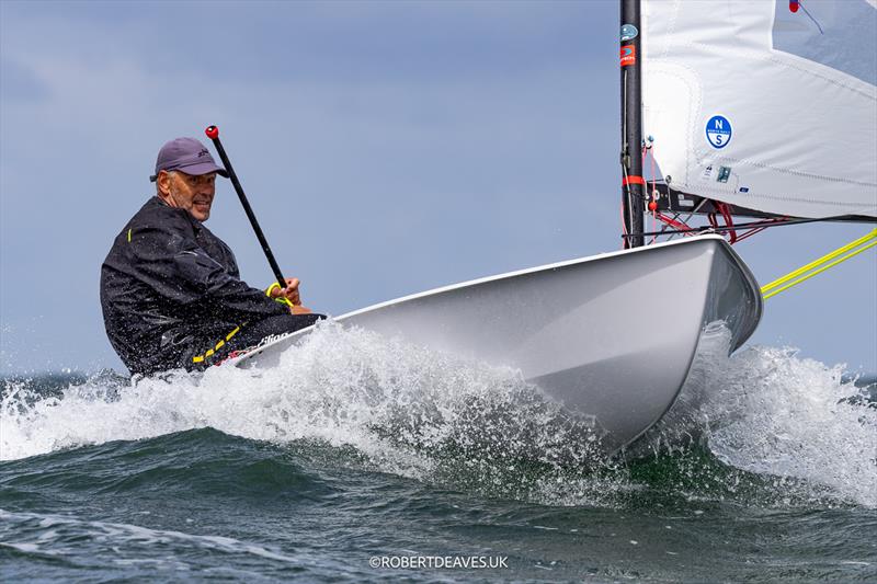 Andre Budzien, GER on day 3 of the OK Dinghy Europeans at Warnemünde photo copyright Robert Deaves / www.robertdeaves.uk taken at  and featuring the OK class