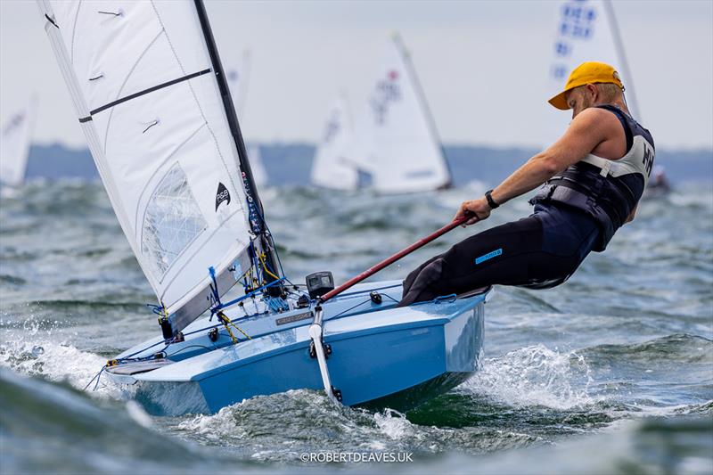 Ben Flower, CAN on day 3 of the OK Dinghy Europeans at Warnemünde - photo © Robert Deaves / www.robertdeaves.uk