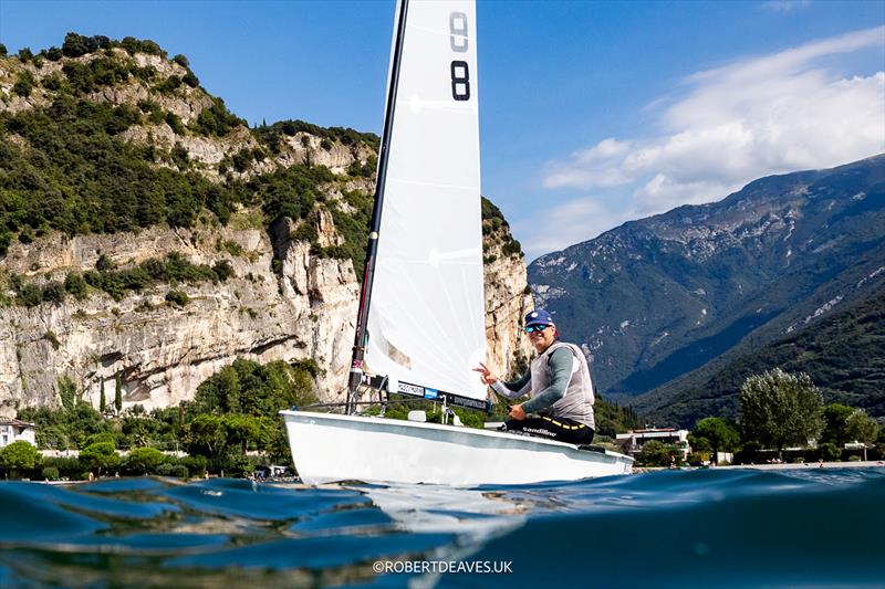 OK Dinghy Worlds at Lake Garda Day 3 - Ron Foest, GER photo copyright Robert Deaves / www.robertdeaves.uk taken at Circolo Vela Arco and featuring the OK class