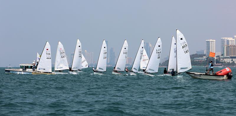 OK fleet start on day 2 of the Open Masters Championship 2026 photo copyright Henry Weidmann taken at Royal Varuna Yacht Club and featuring the OK class